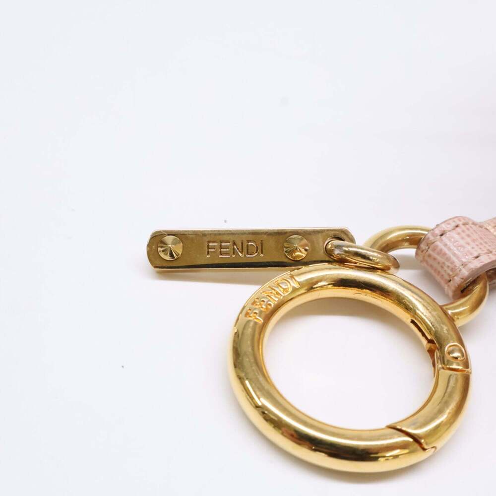 FENDI Pom-Pom Fur Bag Charm Keychain Pink Beige Women's - Picture 4 of 5